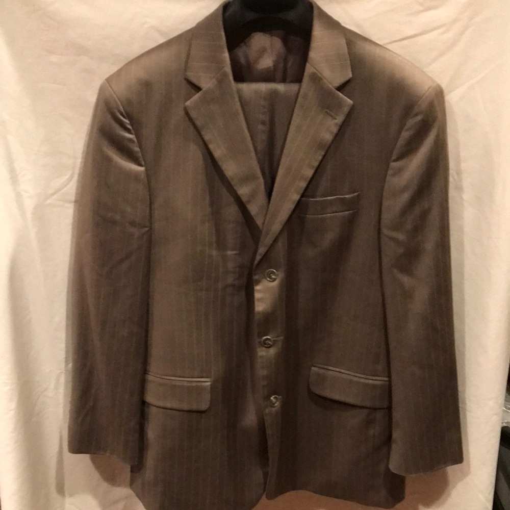 Stafford Performance Brown Pinstripe Men's 2 Piece Suit 44R